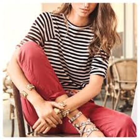 Cabi Hutton Nantucket Low Rise Tapered Leg Pants Cotton Red Women's 14 Skinny - Picture 1 of 12
